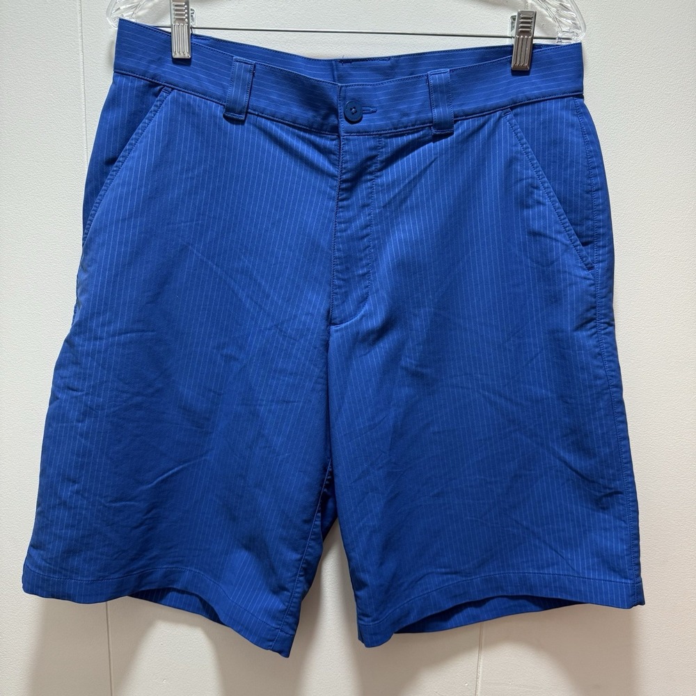 Under Armour UA‎ Performance Shorts Men's 34 Blue Stripe Heat Gear Lightweight